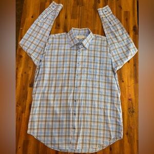 Men's Blue Plaid Shirt Hagen long sleeve button down